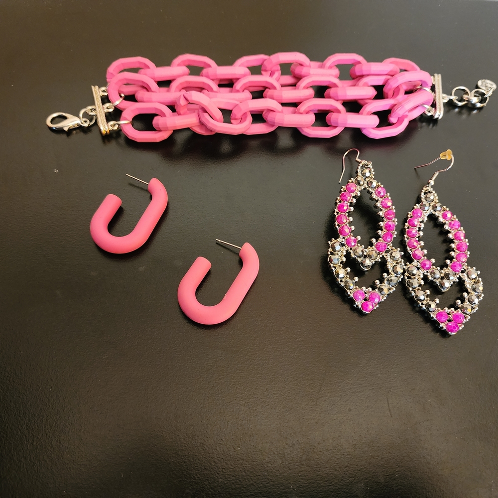 Sassy Jones Pink and Silver Bracelet Set